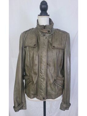 Bagatelle Olive Green Women's Leather Jacket - L